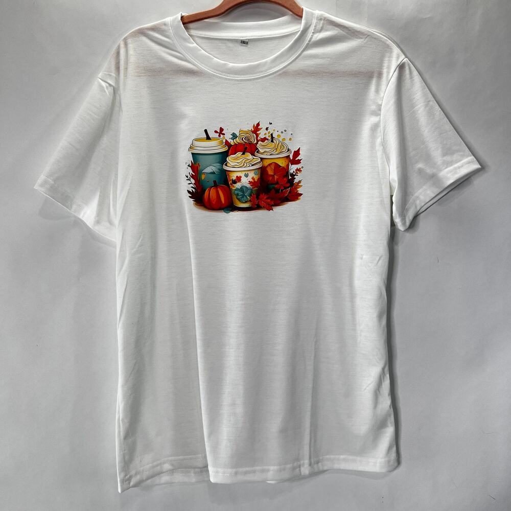 Fall Latte Coffee Shirt Women's Size L